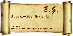 Blaskovics Gréta névjegykártya